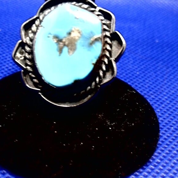 🐸🐸Vintage Native American  TURQUOISE RING 5.5 - Picture 6 of 12